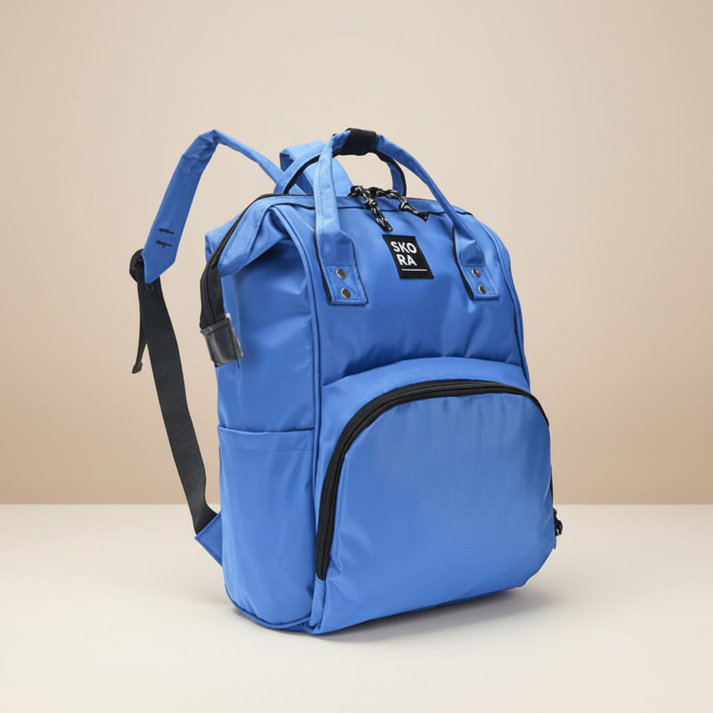 Mochila Maternal Boca De Pez Con Cambiador Azul 35x24x14 cm Skora - 37325