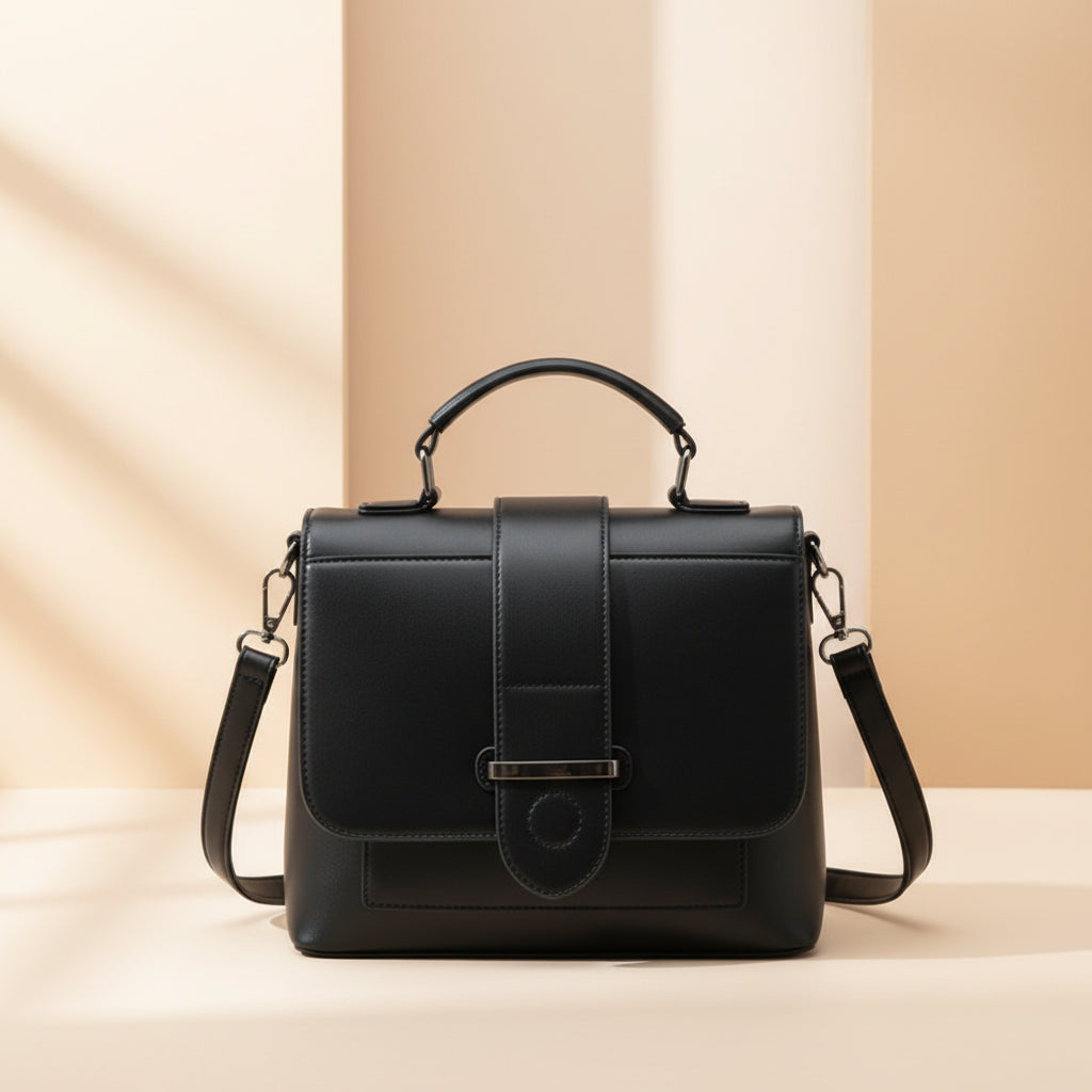 Cartera Bandolera PU Negra 24x22x9 cm Amayra - 67.5400058