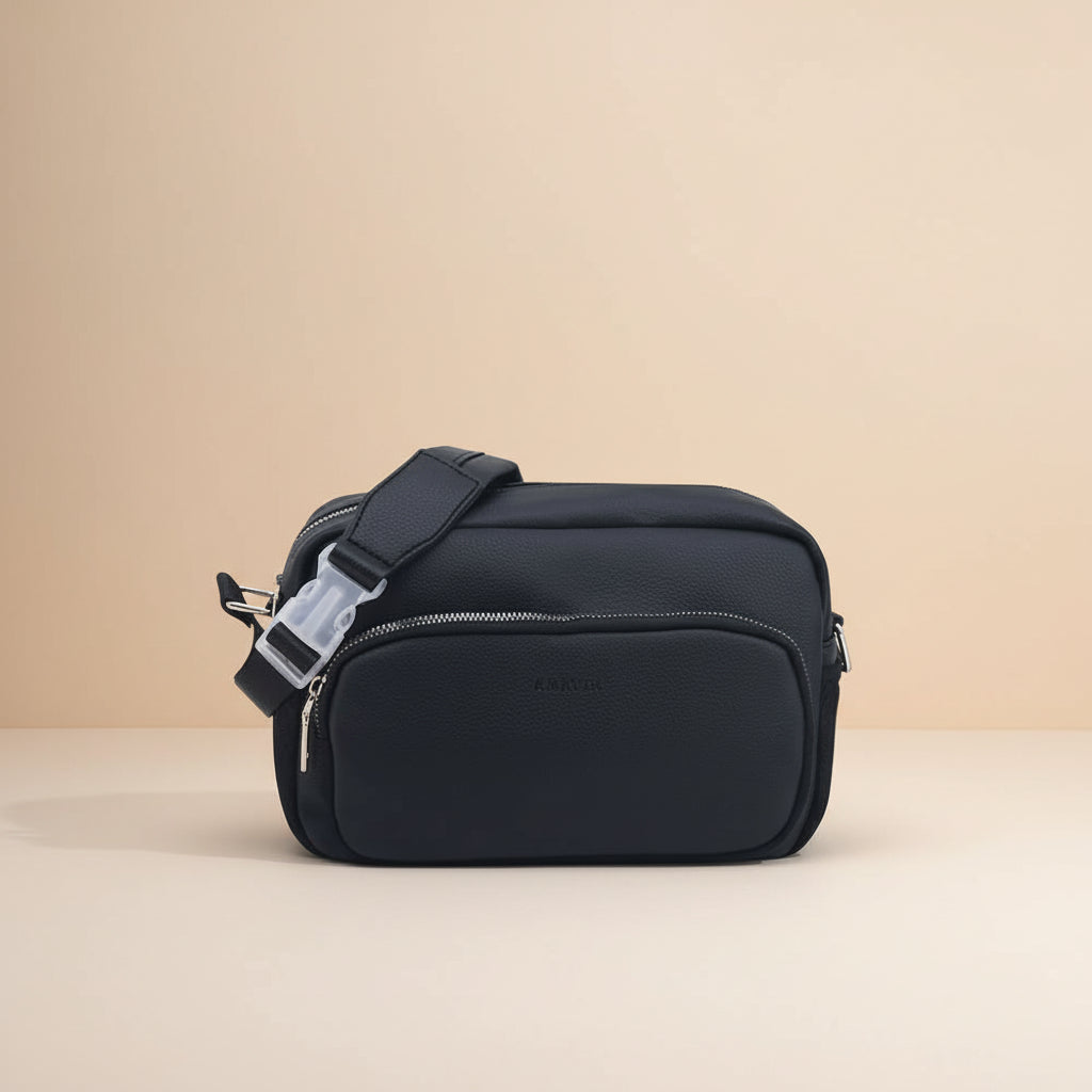 Cartera Bandolera PU Negra 25x16x11 cm Amayra - 67.8700058