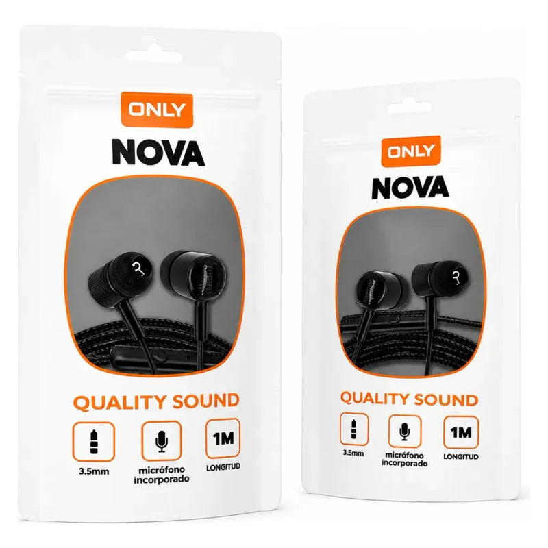 Manos Libres Auriculares Jack 3.5Mm Con Micrófono Nova Color Negro